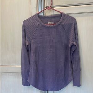 Chaser Purple Waffle Knit Long Sleeve Top With Button Detail On Sleeves